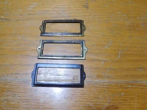 Antiguo salvamento ~ tres tarjeteros enchapados en latón #3767 - Imagen 1 de 2