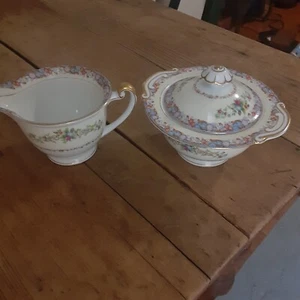 National China cream and sugar set. Made in Japan. Vintage. Pattern ST. Joan - Picture 1 of 11