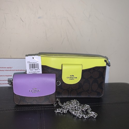 Coach Poppy CL670 tracolla e custodia per carte nuova con etichetta