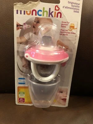 Munchkin Baby Food Feeder with Cap Pink & White New with Torn Package - Image 1 of 4