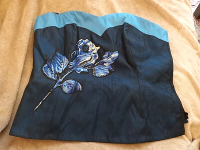 Coast Blue Flower Embroidered Bead Embellished Bustier Corset Top in Size 8 - Image 1 of 4