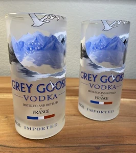 Set of 2 GREY GOOSE 24oz Water Drinking Cocktail Bar Glasses Upcycled fr Bottle - Picture 1 of 8