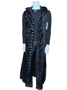 SHRINE GOTHIC STEAMPUNK RITUAL MEDIEVAL VELVET BROCADE WRAITH ROBE COAT  - Picture 1 of 9