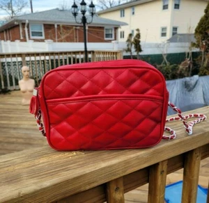 Vintage 80s Deadstock Fashion New Wave Retro Red Quilted Handbag Purse NEW - Picture 1 of 8