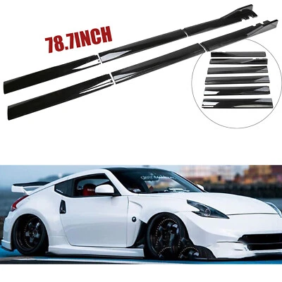 For Nissan 200SX S78.7"2m Side Skirt Extension Splitter Spoiler Lip Glossy Black - Imagem 1 de 4