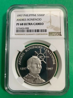 PHILIPPINES 1997 500 PISO ANDRES BONIFACIO CENTENNIAL NGC PF68 UC SCARCE - Image 1 of 4