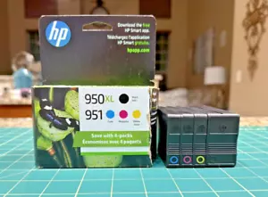 New 4-Pack HP GENUINE 950XL Black & 951 Color Ink OfficeJet Pro 8620 09/2024 - Picture 1 of 15