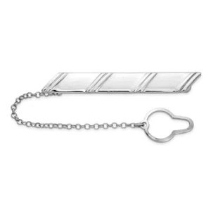 925 Sterling Silver Button Chain Tie Clip Bar Tac - Picture 1 of 5