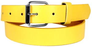 KIDS CHILDREN PLAIN SOLID COLOR LEATHER BELT Silver Buckle Boys Girls S M L XL - Picture 1 of 22