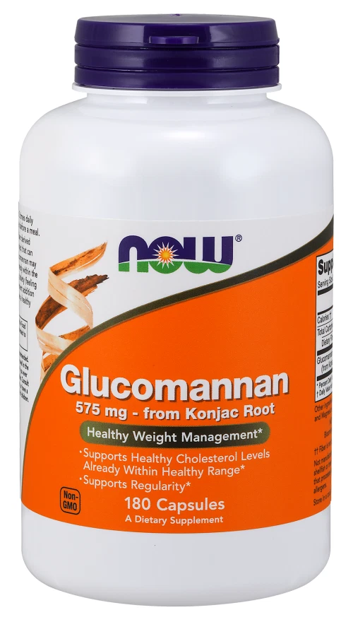 NOW Foods Glucomannan 575 mg 180 cápsulas, controle de peso saudável - Imagem 1 de 1