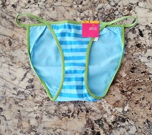 JENNI By Jennifer Moore Rare Blue Striped Small Vintage String Bikini Panties - Picture 1 of 6