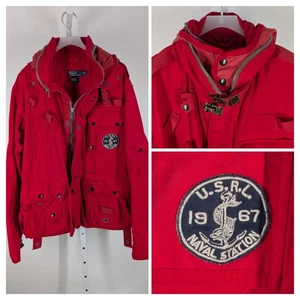 Polo Ralph Lauren Vtg Y2K Gorpcore Naval Red Cargo Military Utility Jacket XL  - Picture 1 of 8