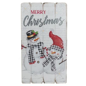 Northlight 19" Lighted Snowmen 'Merry Christmas' Wall Decor - Picture 1 of 3