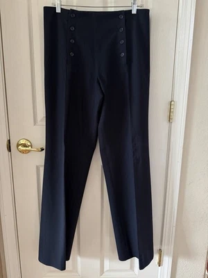 Pantalones de vestir náuticos elásticos Fabrizio Gianni talla 10 azul marino para alta comodidad Foto 1 de 4