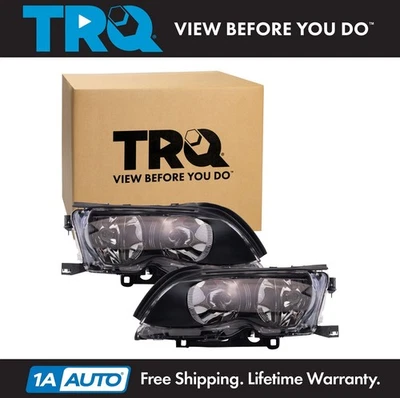 TRQ Headlight Assembly Set Fits 2002-2005 BMW 325i 325xi 330i 330xi - Image 1 of 4