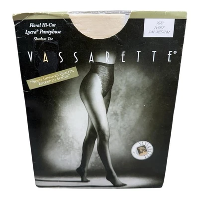 Pantimedias Vassarette Floral Corte Alto Lycra Punta Sombra Marfil Pequeñas/Medianas 9072 Foto 1 de 2