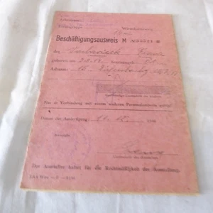 Vintage Ausweis Beschäftigungsausweis 1946 (AA1236) - Imagen 1 de 6