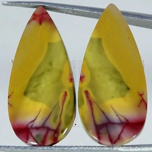 20.60Cts AAA Natural Polygram Jasper Pair Pear Cabochon Gemstone 12X26X4MM - Picture 1 of 4