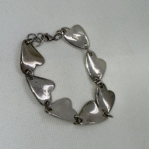 STERLING SILVER PUFFY HEART BRACELET FINE 925 HAN 8.5” Beautiful - Picture 1 of 7