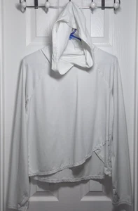 Athleta Hoodie Womens M Lightweight White Long Sleeve Asymmetrical Pullover - Picture 1 of 10