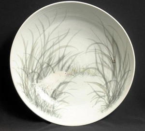 Hand Crafted Painted Art Pottery Bowl Display Only Shore Egret Signed Ann Gull - Picture 1 of 4