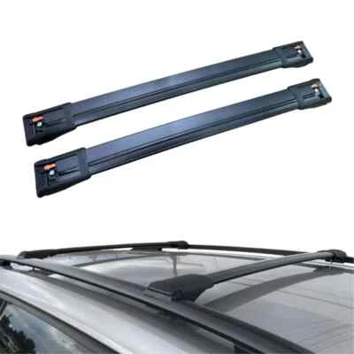 Hyundai Santa Fe CM 2006–2012 Barre Tetto Alluminio Nero con Blocco 2PCS Portatu Foto 1 de 4