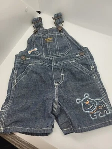 Osh Kosh B Gosh Overalls Shortall No Bullies Dog Infant Boy's Size 9 Months - Picture 1 of 6