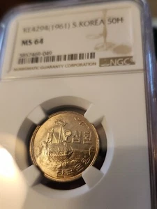 SOUTH KOREA 50 HWAN 1961 NGC MS64 - Picture 1 of 4
