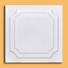 Ceiling Tiles, Glue Up, DIY, Decorative, Styrofoam, YALTA 20" x 20" R8W White 