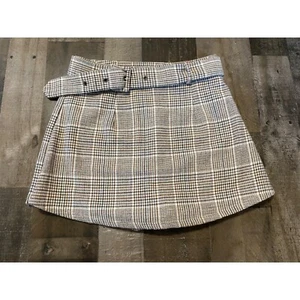 Sadie And Sage Plaid Wool Blend Belted Skort Skirt shorts womens size small brow - Picture 1 of 11