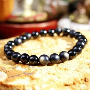 Dreifach Schutz Armband Schwarz Onyx Obsidian Turmalin 6mm Heilstein Geschenk - Bild 1 von 6