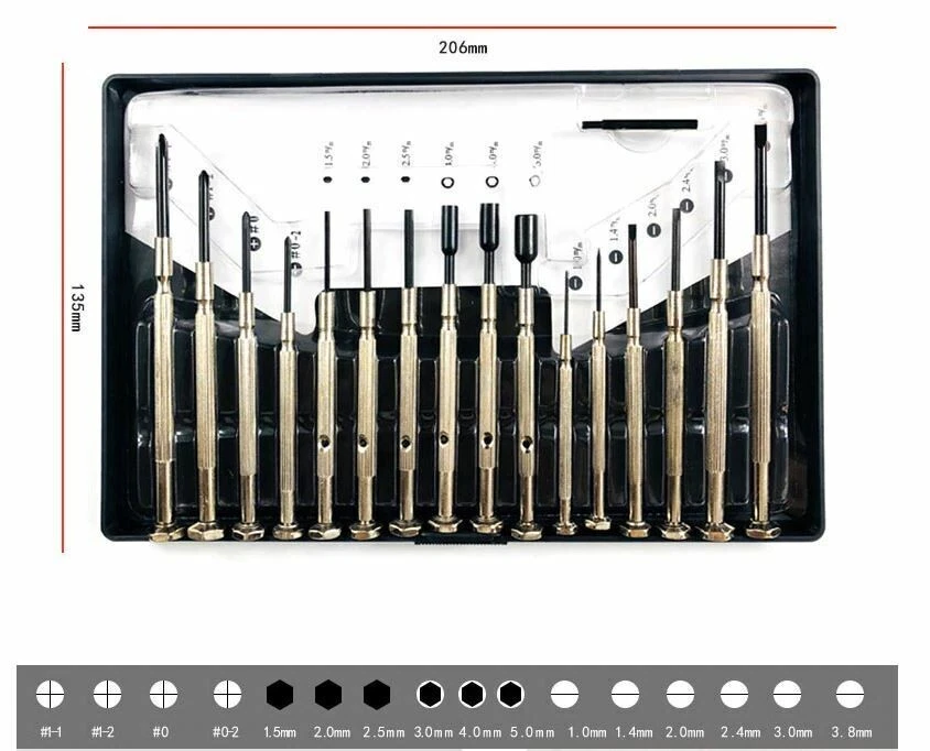 Mini Small 16 Piece Precision Screwdriver Set Jeweler - Image 1 of 4