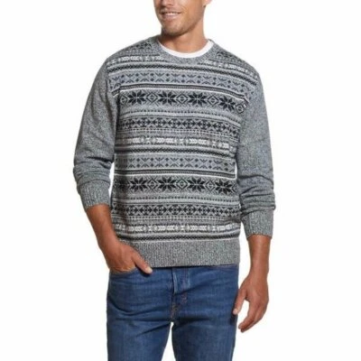 NWT Weatherproof Men's Crewneck Snowflake Sweater Tricolor Newsprint Size XL - Image 1 of 3