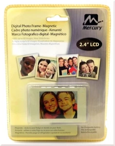 Sealed Mercury Digital Photo Silver Frame Magnetic 2.4" LCD Rechargeable Battery - Picture 1 of 6