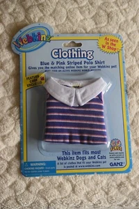 New Webkinz Clothing Blue & Pink Striped Polo Shirt with Code - Picture 1 of 4