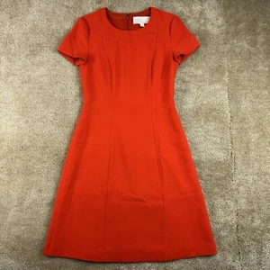 Hugo Boss Womens Dipela Dress 4 Red ORANGE Woven round Neck Work career formal - Picture 1 of 21