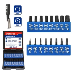 WORKPRO 16PIECE Security Torx Bit Set Tamper Proof Magnetic Torx Screwdriver Bit - Picture 1 of 10