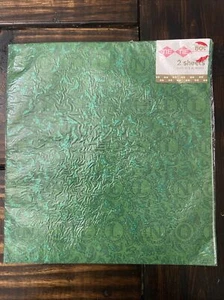 Vintage NIP MCM TIE TIE Christmas Gift Wrapping Paper Noel Green W/glitter - Picture 1 of 7