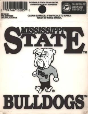 Calcomanía adhesiva estática reutilizable de colección Mississippi State MSU Bulldogs nueva Foto 1 de 3