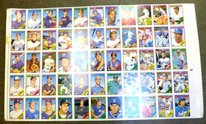 1988 Topps Baseball Players Uncut Sheet, Rare, Yankees, Red Sox, Giants, Dodgers