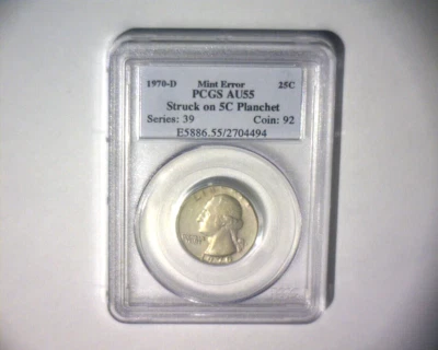 1970 D WASHINGTON QUARTER STRUCK ON A NICKEL PLANCHET  U.S. ERROR COIN - Image 1 of 4