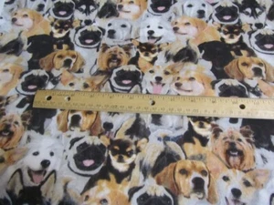 2 Yards Brown/Black With Packed Dogs Toss Flannel Fabric - Picture 1 of 1