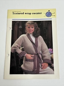 Textured Wrap Sweater Women's Knitting Pattern Card - Picture 1 of 4