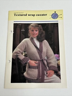 Textured Wrap Sweater Women's Knitting Pattern Card - Image 1 of 4