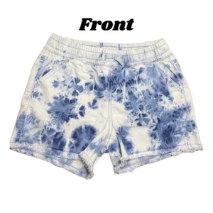 Cat & Jack Shorts Girls L 10/12 Blue Tie Dye Denim Jean Shorts w/ Drawstring NEW - Picture 1 of 7