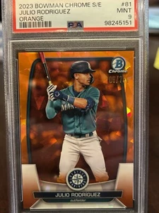 2023 Bowman Sapphire Julio Rodriguez Orange Refractor /75 #81 PSA 9 MINT - Picture 1 of 3
