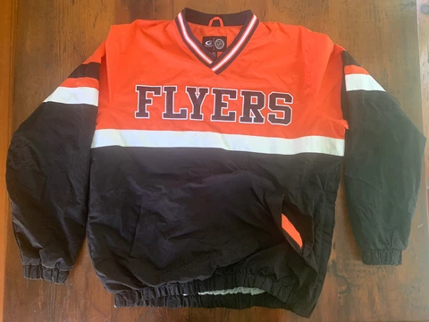 Men’s Philadelphia Flyers Windbreaker Jacket Orange Black NHL Embroidered Sz Med Cover