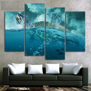 Meeresschildkröte Ozean Schwimmen Gerahmt 4 Stück Leinwand Wandbild Gemälde Tapeten Post - Bild 1 von 1