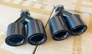 Wet Carbon Fiber Gloss Black Quad Exhaust Tips for Scion FRS Subaru BRZ - Picture 1 of 4