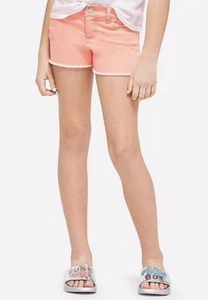 Justice Girl's Size 14 Plus Color Denim Shorts in Bright Coral New with Tags - Picture 1 of 2